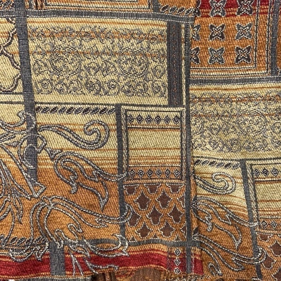 CJ Banks Tapestry Full Zip Burgundy Red Orange Brown Cream Floral Swirl Blazer - Picture 15 of 16